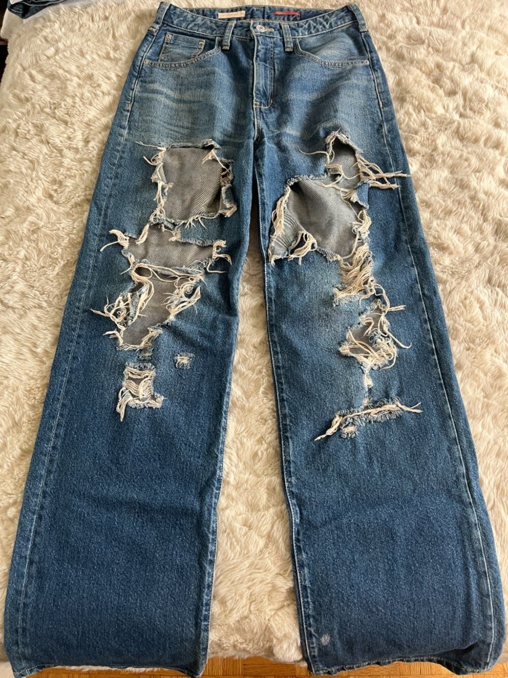 Pilcro Anthropologie Distressed High-Rise Wide Leg Jeans